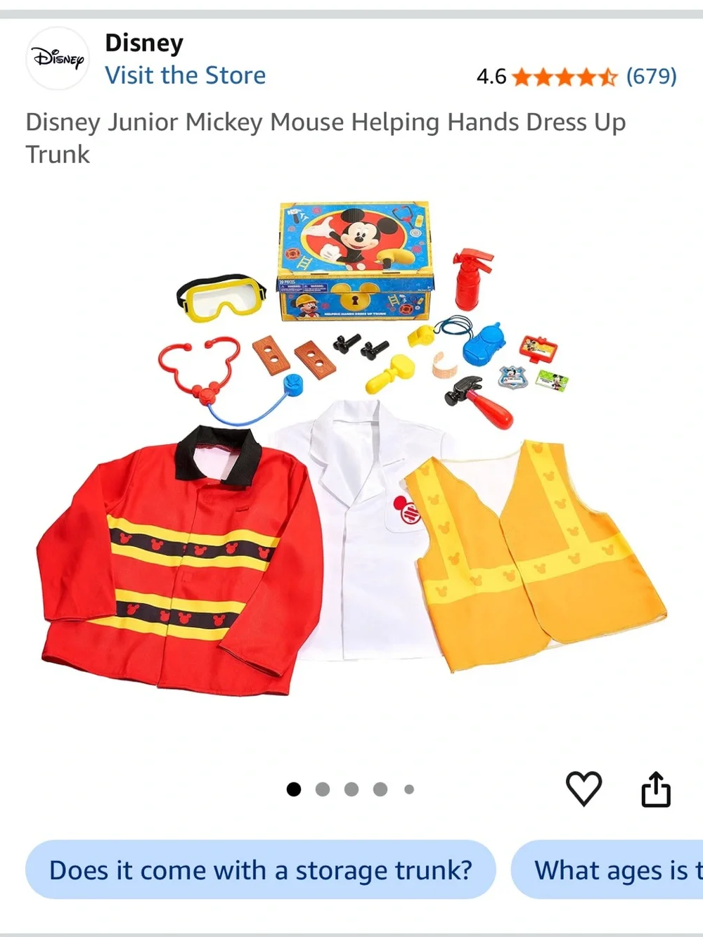 Disney Jr Mickey Mouse Dress Up Trunk and On the Go Funhouse Doctor Backpack